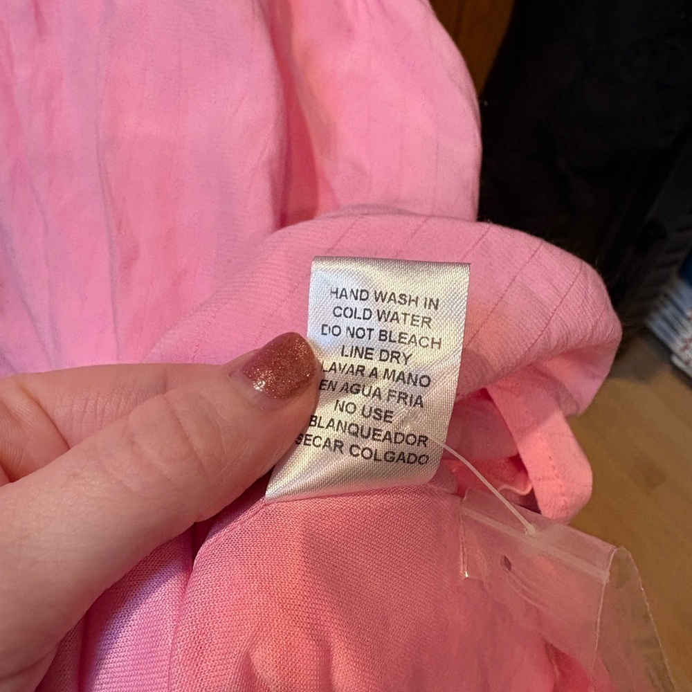 Entro Womens Barbie Pink Baby Doll Long Sleeve Button Up Dress Size Large - Picture 11 of 11